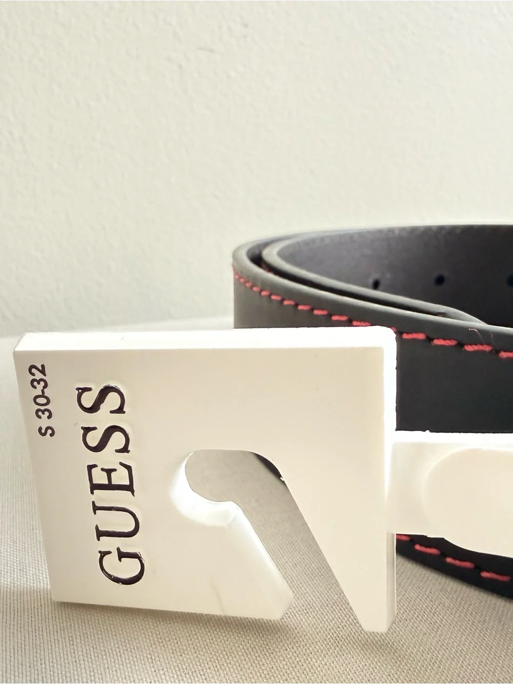 Guess Black Belt with red Stitching, size S (30-32)